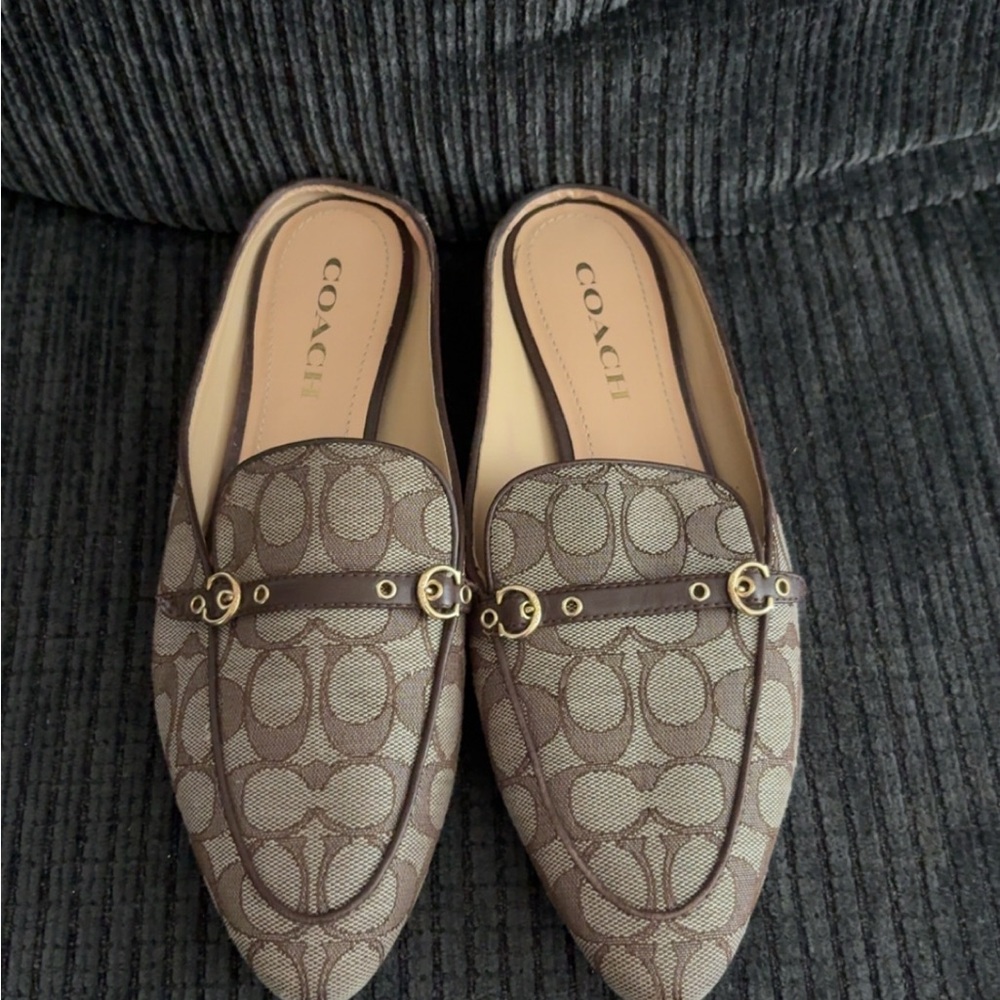 Coach Tan and Brown Monogram Loafers